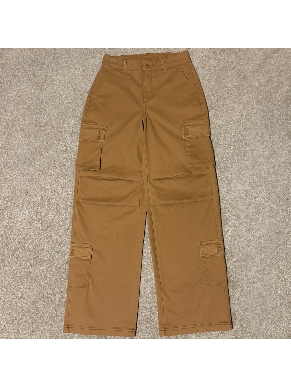 Wild Fable Women's Size XS Wide Leg Cargo Chino Pants Hight Waist Light Brown